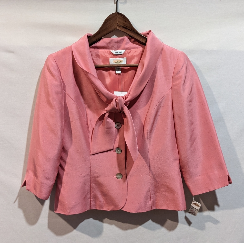 New with Tags Blueh Pink Talbots 100% Silk 60's Style Blazer Size 4